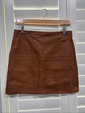 Shinestar Brown Faux Leather Mini Skirt